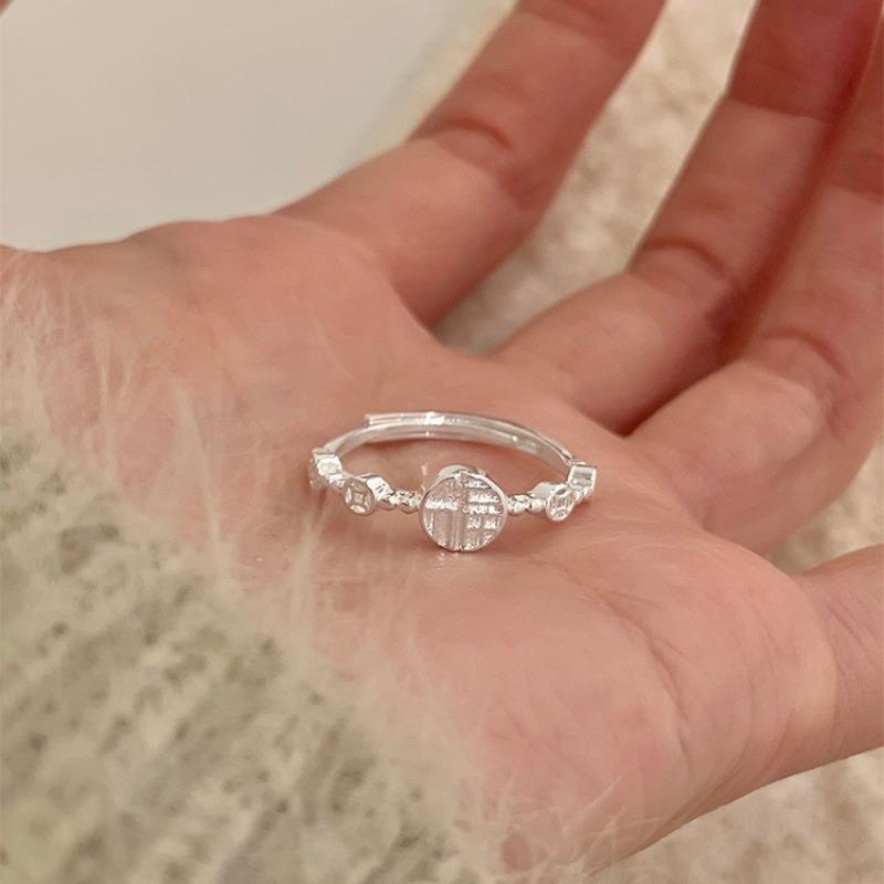 925 Sterling Silver Retro Plain Silver Ring for Women Does Not Fade, Light Luxury, High-end Sense, Versatile Opening Fashion Personality Ring