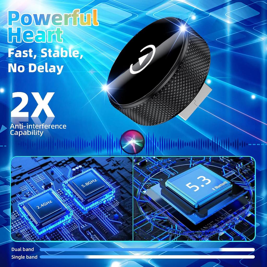 2-in-1-Wireless-Android-Auto-Adapter, Plug & Play, wandelt kabelgebundene in kabellose Verbindungen um, schnelle automatische Verbindung, keine Verzögerung