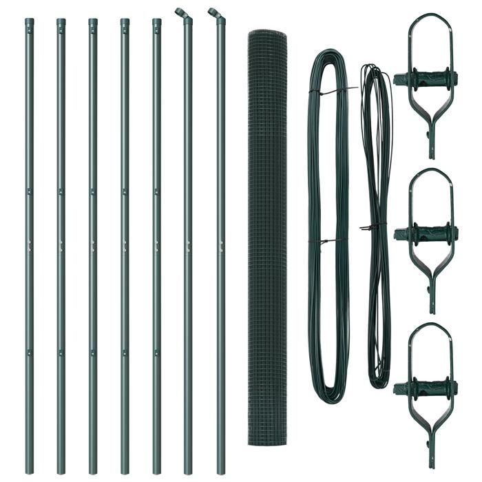 VidaXL Clôture en fil soudé avec 7 poteaux verte 1,5 x 10 m en acier 3351702