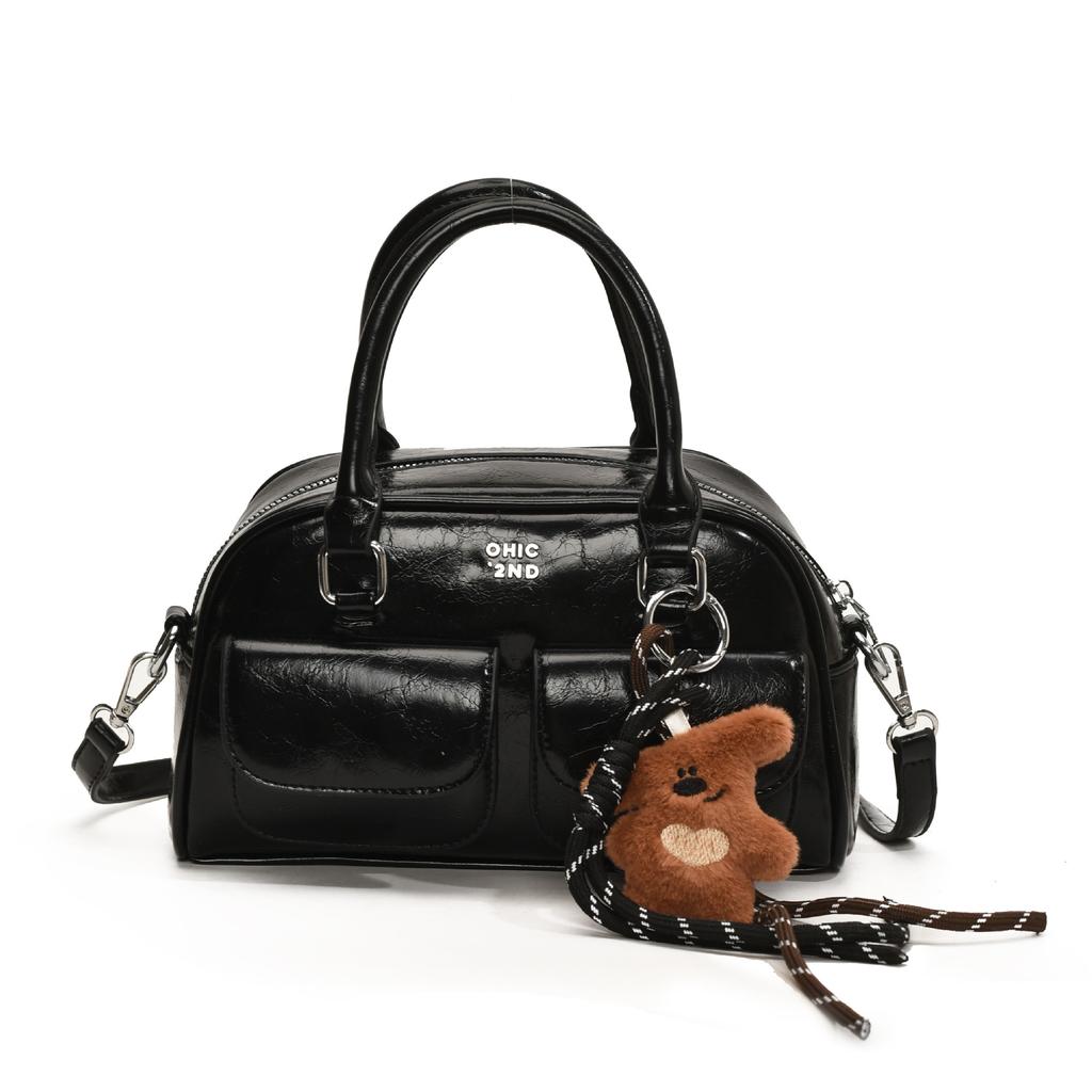 2025 Winter New Fashion Retro Casual Bowling Bag Women's High Sense Niche Commuter Portable Messenger Bag