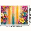 2D Colorful Floral Backdrop, Vibrant Flowers with Striped Background