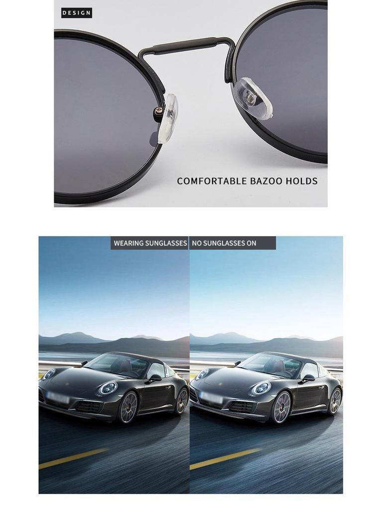 Steampunk Retro Round Sunglasses with Spring Temple for Men and Women
