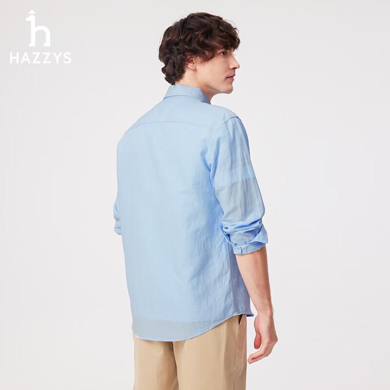 Hazzys Men's Solid Cotton-Linen Long Sleeve Shirt
