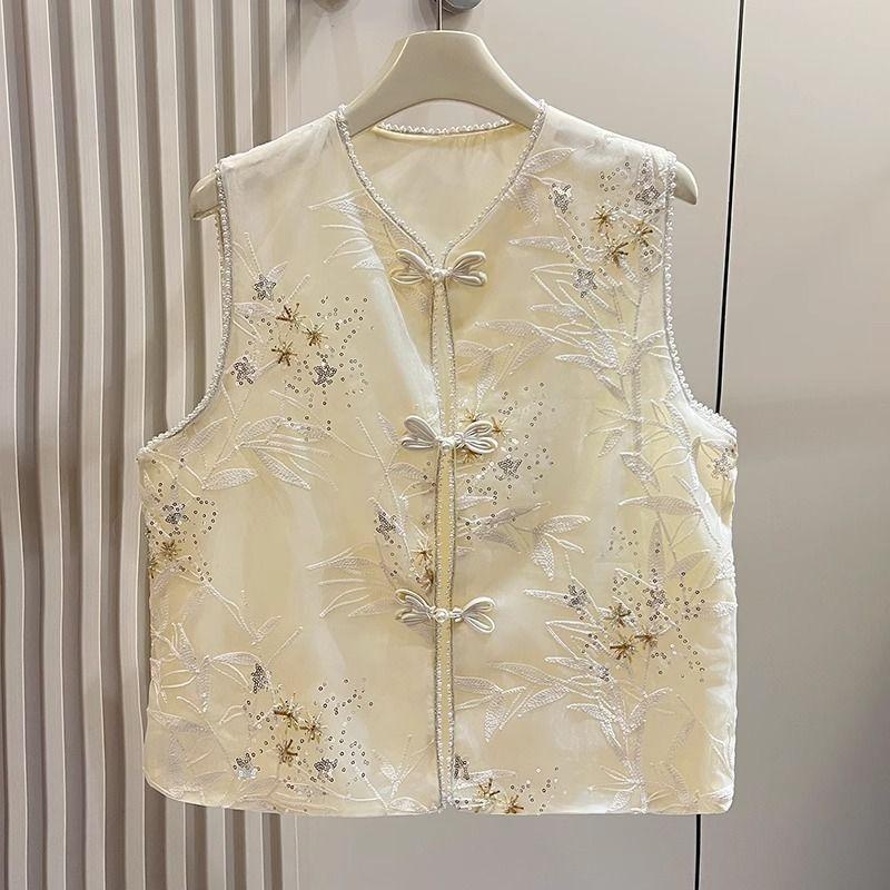 

Новый летний жилет ретро жилет тонкий без рукавов вышивка 3XL (recommended 138-75kg)