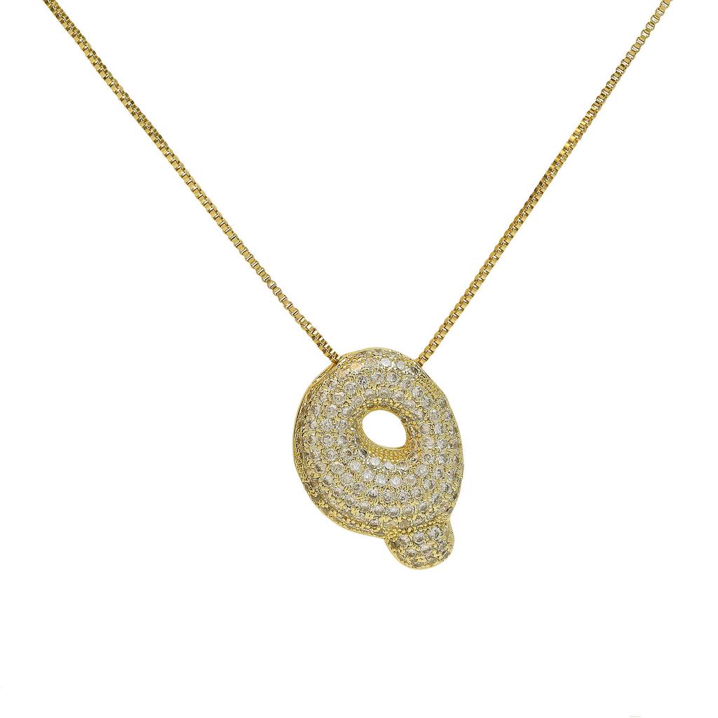 Luxury Zircon 26 English Letter Pendant Necklace for Women Gold Plated Stainless Steel Chain Fat Alphabet Hip Hop Necklace