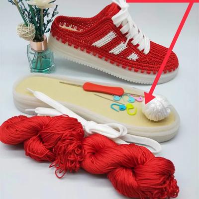 Oxford Sole+Hollow Line Ručně tkané Háčkové Podrážky Měkké Ručně pletené Pantofle Sandály DIY Boty Háčkovaný materiál