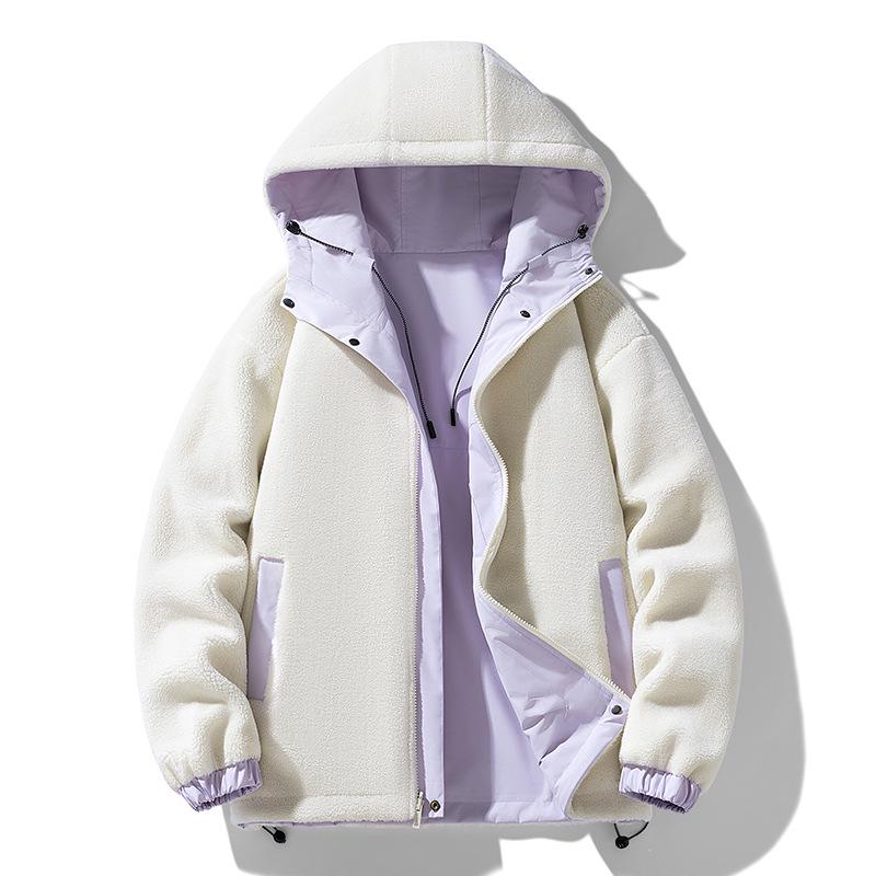 High-Quality Reversible Lambswool Fleece Hooded Jacket