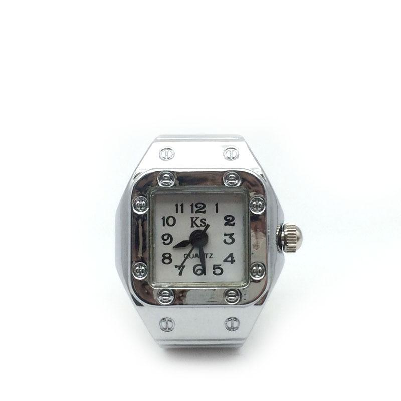 Stylish Alloy Silver Shell Ring Watch with Large & Small Numbers for Men & Women