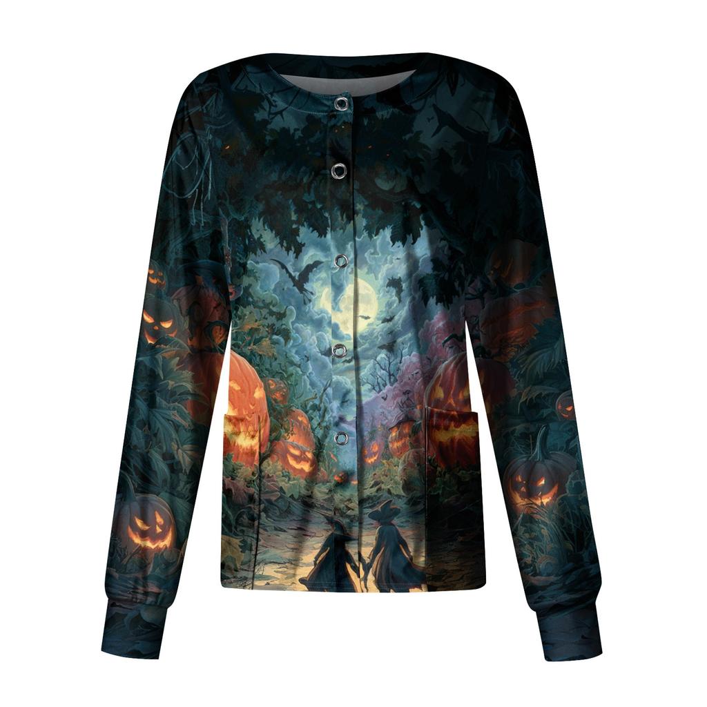 Women's Casual Long Sleeve Single Breasted  Printed Dry-nurse Top