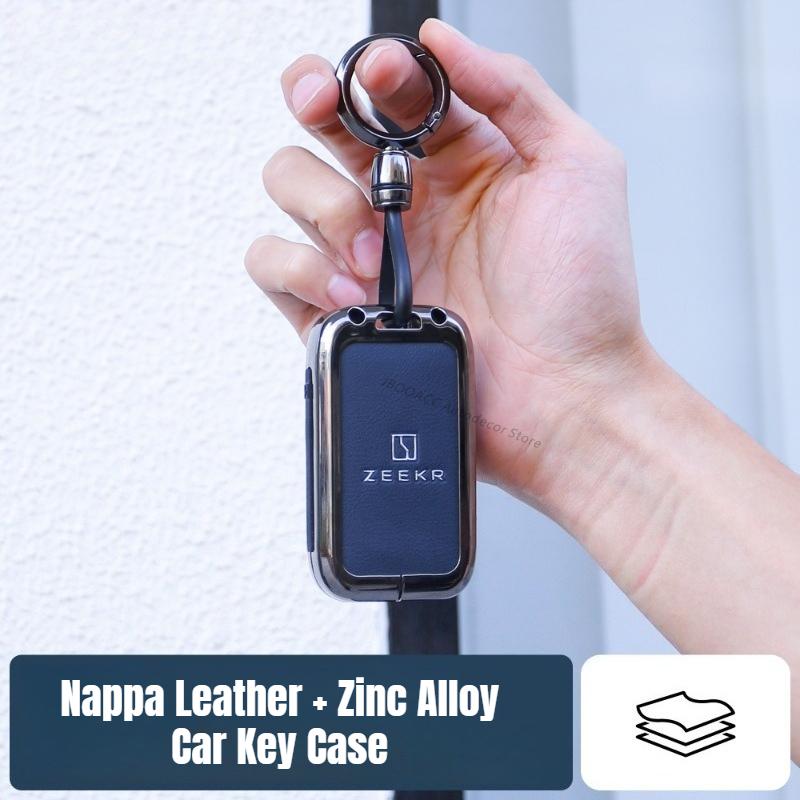 For Geely Zeekr 9X Electric Vehicle Key Case Car Key Shell Nappa Leather Zinc Alloy Key Fob Bag Case Cover Accessories