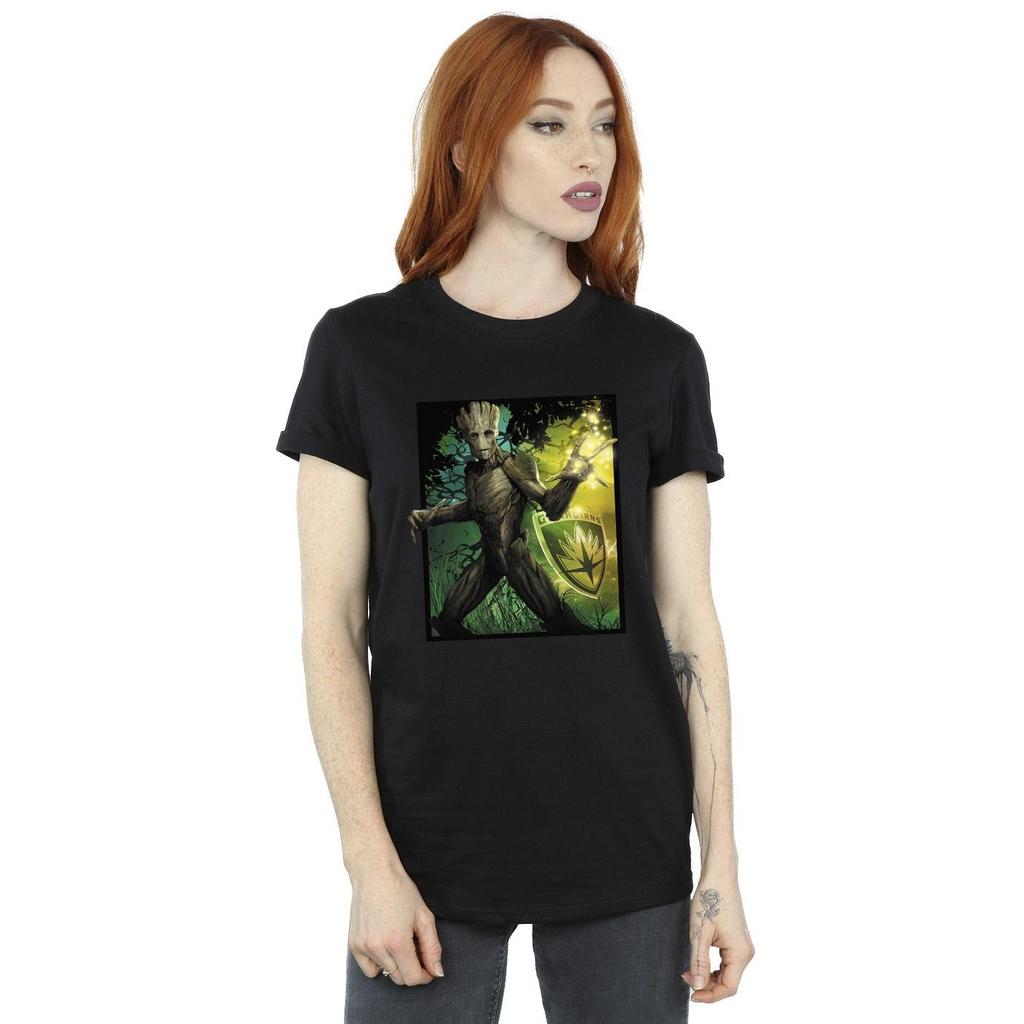 Marvel Womens/Ladies Guardians Of The Galaxy Groot Forest Energy Cotton Boyfriend T-Shirt