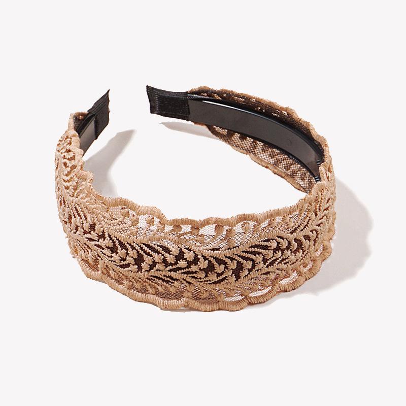 

Корейская кружевная повязка на голову: Женская нескользящая широкая повязка на голову для умывания лица и укладки волос хаки