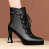 New autumn and winter soft leather new versatile leather boots women's boots retro high heel square heel strap fashion boots women