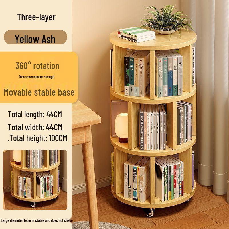 360° Rotating Children's Corner Bookshelf: Floor-standing & Wall-mounted Storage Rack