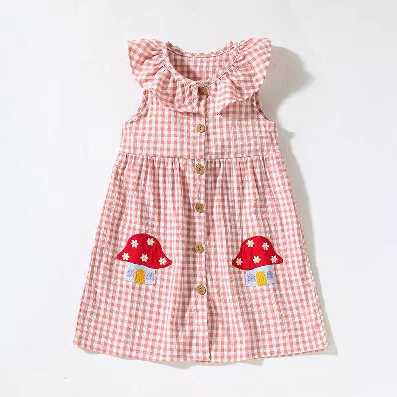 

Foreign Trade Baby Cotton Shirt Plaid Girl s Dress Children s Clothing Pink 6t /130 Size Recommended Height 120-130cm