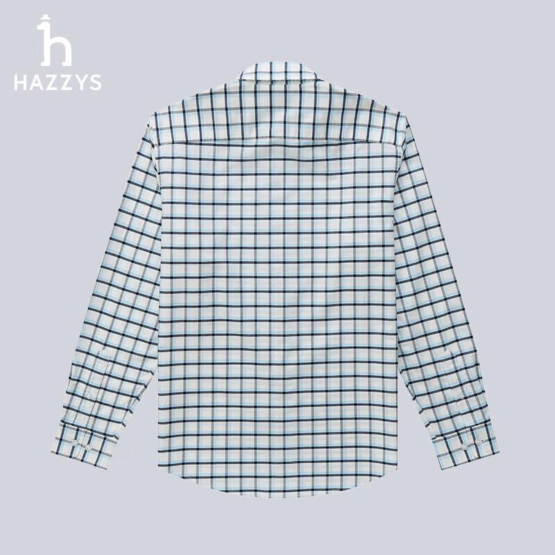 HAZZYS Men's Plaid Oxford Long Sleeve Shirt