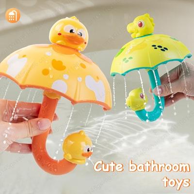 Toddler Umbrella Bath Toy - Interactive Playful Dinosaur Design with Multiple Water Outlets, Soft Plastic Durable Bath Toy