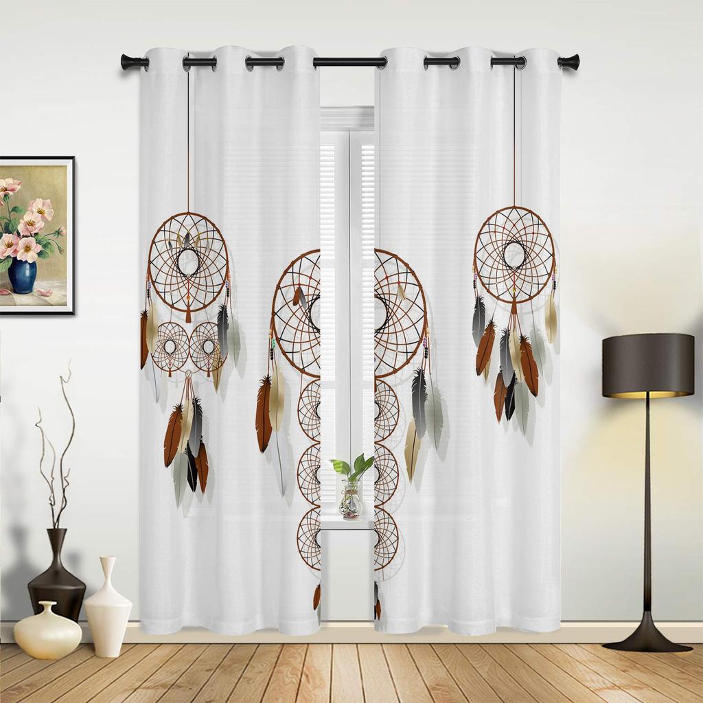 Dream Catcher Watercolor Feather Pattern Modern Window Curtains for Living Room Bedroom Curtain Blinds Drapes Door Curtains