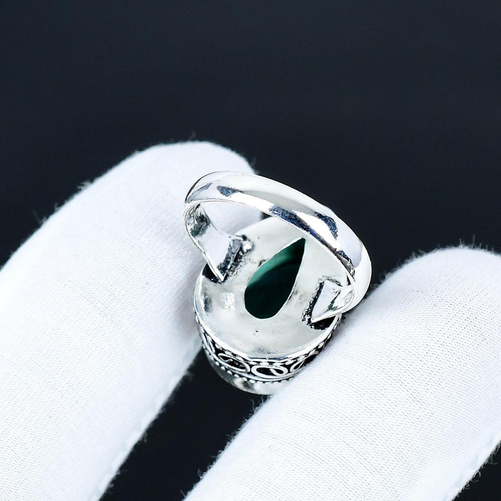 Green Apatite Gemstone Ring, 925 Sterling Silver Jewelry, Handmade Ring, Green Apatite Statement Silver Ring, Birthday Gifts For Wadding