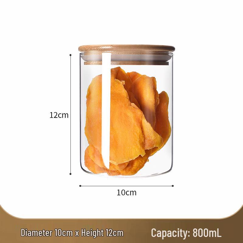 Transparent Sealed Glass Jar for Grains, Cereals, Dried Fruits, Tangerine Peel, and Tea.