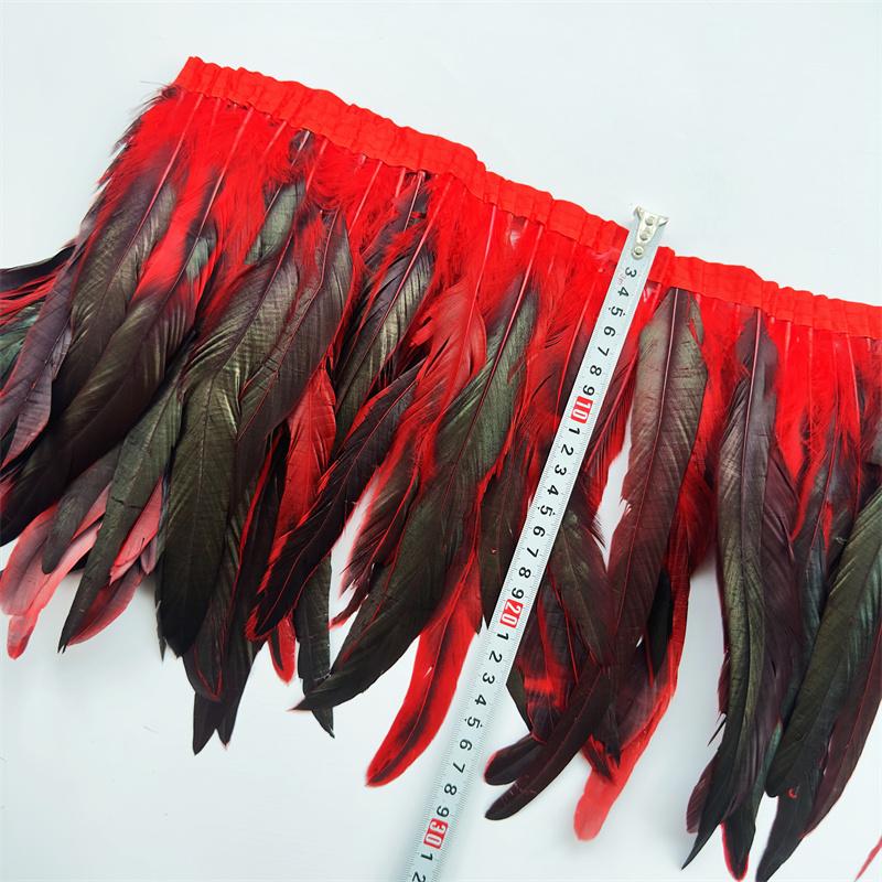 10Yard/lot 25-30CM Chicken Feathers Trim Cloth Sideband Rooster Tail Feather Trims Clothing Wedding Decoration