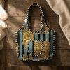 Shoulder Bag usalover925 Grey Blue Quilted Cotton Tiger Print Shoulder Bag 21