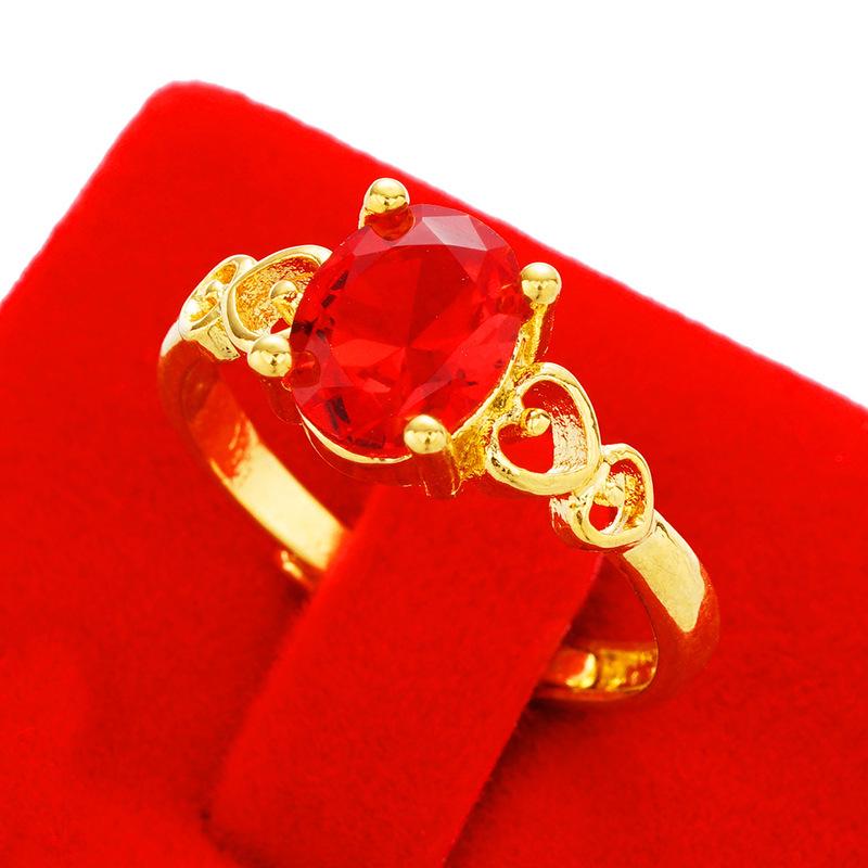 

Кольцо из вьетнамского золота с песком, имитацией бриллианта и цветного драгоценного камня, долговечная латунь, цвет турмалина, женское кольцо открытого дизайна.