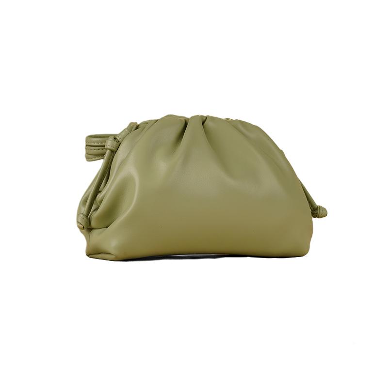 Women's 2024 Soft Leather Pleated Handbag - Evening, Shoulder, and Messenger Bag with Solid Color Texture.