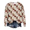 Women's Fashionable Casual Long-sleeved Retro Christmas Snowman Print Round Neck Top