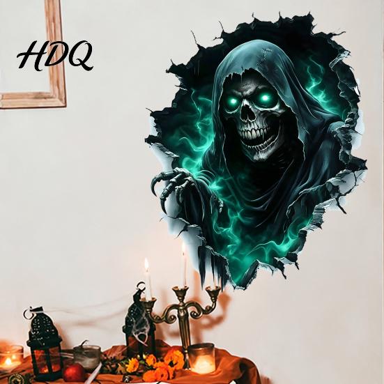 Adesivi Murali in PVC Tema Halloween Adesivo Teschio Horror Decalcomania Impermeabile Autoadesivi Decorazioni Artistiche per Casa Soggiorno Camera da Letto e Festa Adesivo