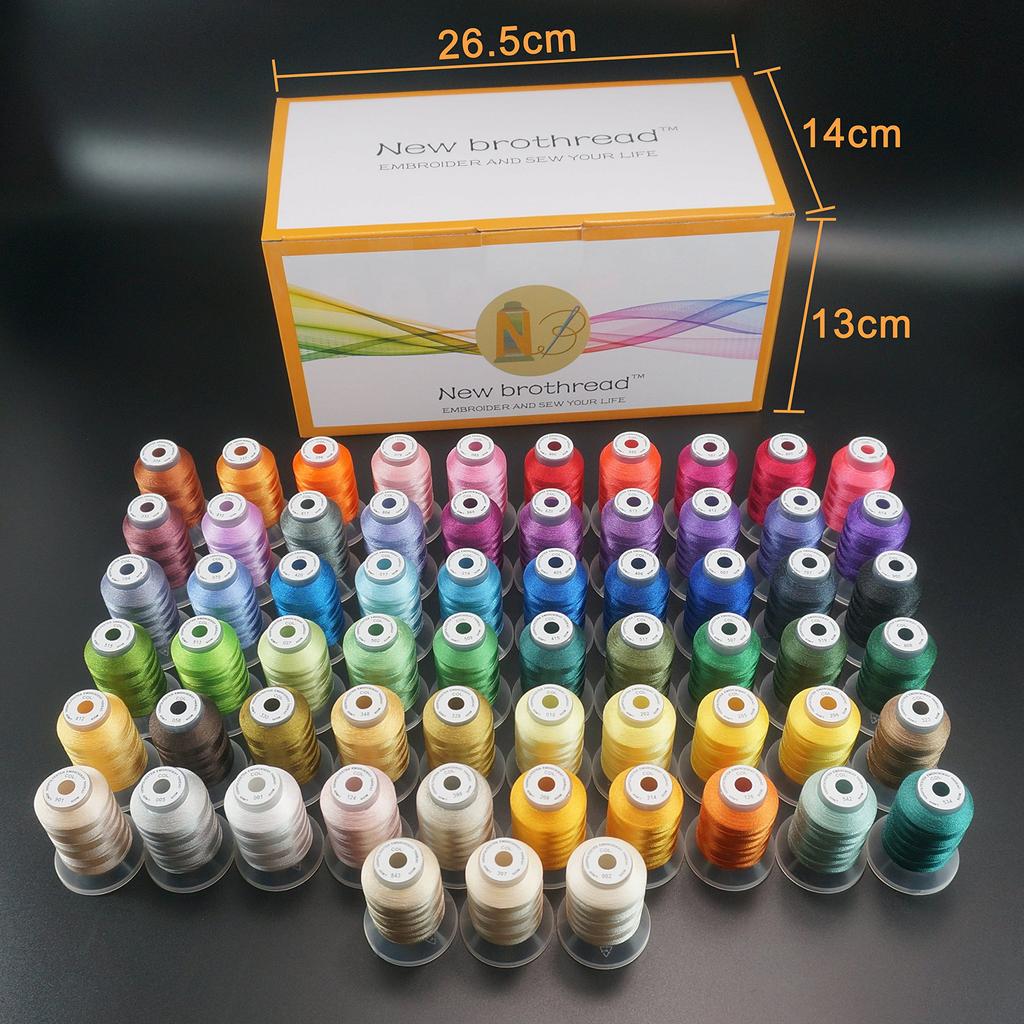 New Brothread 63 Brother Color Polyester Machine Embroidery Thread Set, 500m (550y), #50, Each Spool, Embroidery Thread for Embroidery Machines