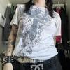 2000s affliction Retro T-shirts Men Grunge Cyber Goth Emo Skull Tees E-girl Graphic Print Short Sleeve Tops Vintage Streetwear