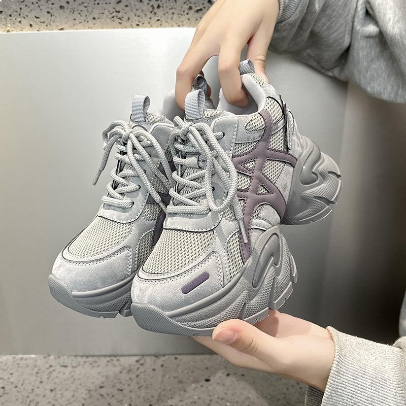 Small inner height increase dad shoes new autumn shoes lightweight and versatile sports platform casual shoes women