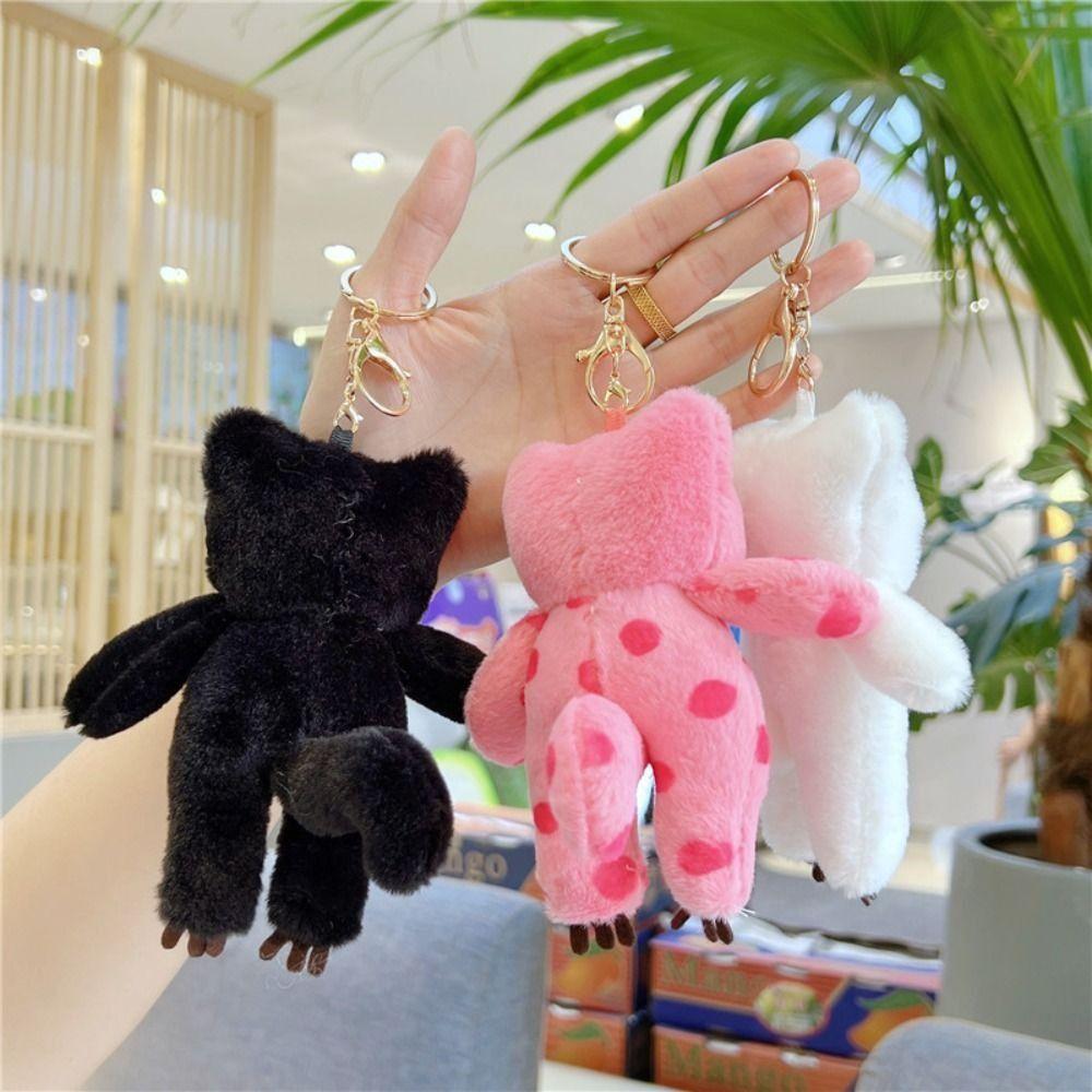 Black Cat Dotted Cat Doll Pendent Lovely Cat Plush Doll Keychain  Backpack Decor