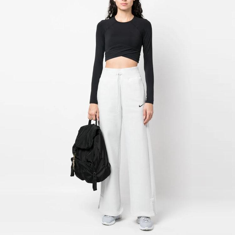 Nike High-Waist Slit Hem Wide-Leg Sports Pants With Embroidered Logo Women Bottoms Ice-Blue DQ5615-025