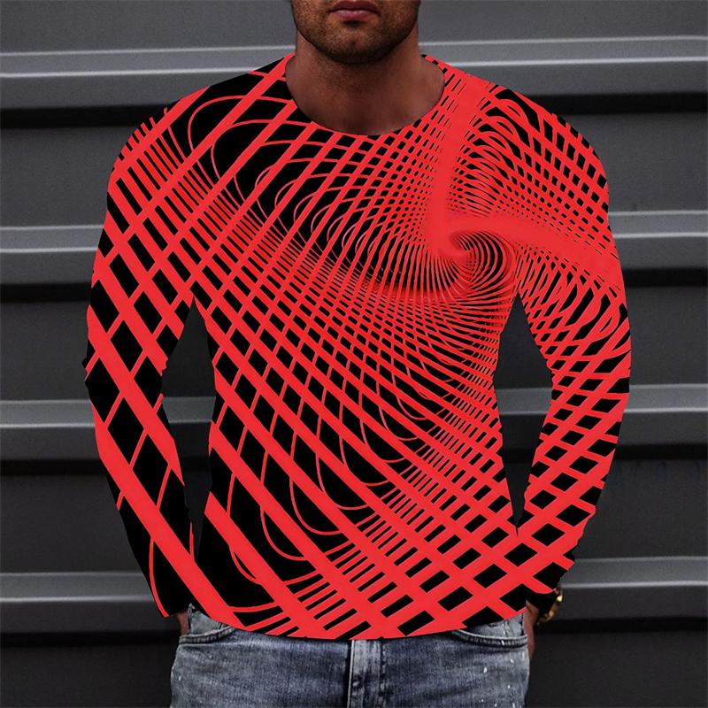 Funny Optical Illusions Graphic T Shirt Fashion Casual 3D Printed Long Sleeve T-shirt Catch Eyes Streetwear Personalization Tees