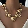 Collana con ciondolo rotondo liscio in metallo per gioielli europei e americani design senso catena industria pesante decorazione collana clavicola