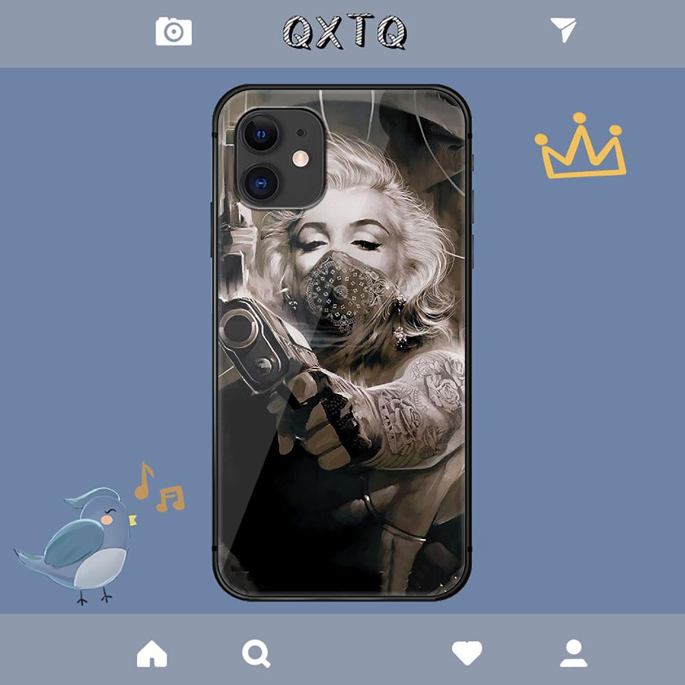 Sexy Girl Marilyn Monroe Hülle für iPhone Samsung Galaxy Redmi Note S 17 16 15 14 13 20 24 25 54 Pro Max Ultra FE Hartglasabdeckung