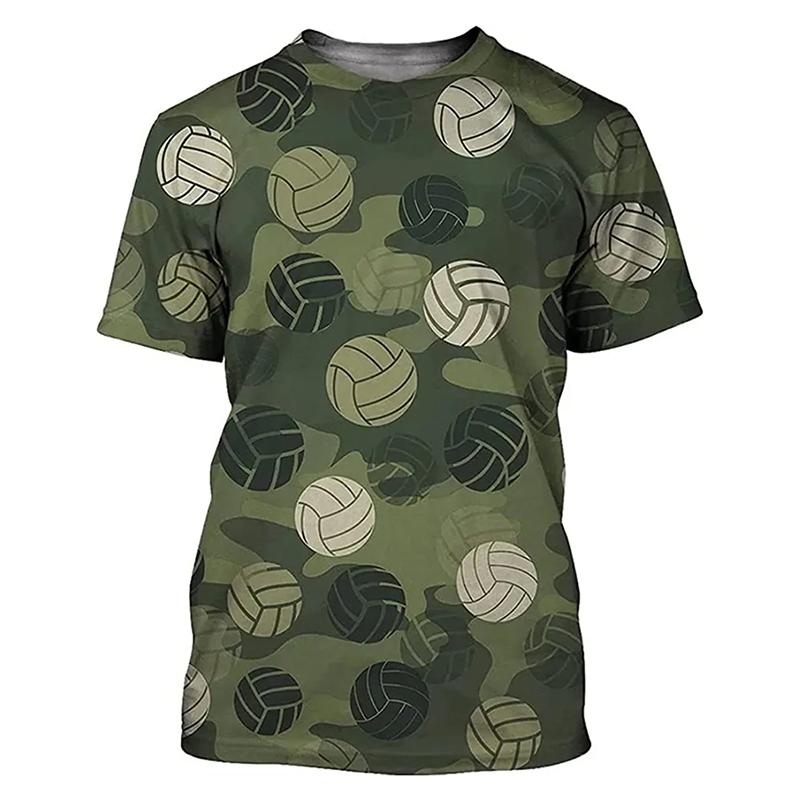 Classic Camouflage Sport T-shirt Men's Clothing Daily Street Casual Pullover Top 3D Printed Ball Pattern Outdoor 2025 Tee Tops