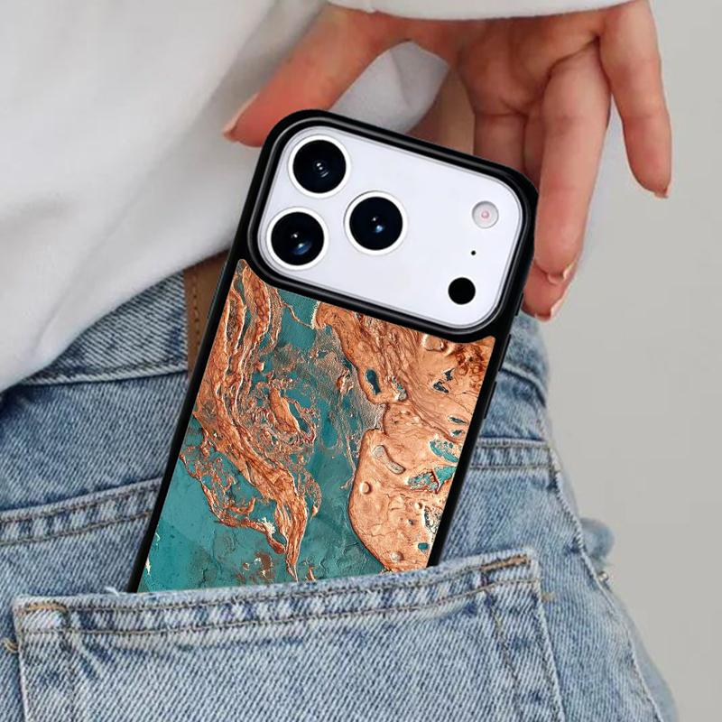 Turquoise Stone Marble Pattern Phone Case for iPhone 17ProMax 12 13 14 15 16e 17 Pro Max Plus Air Cover