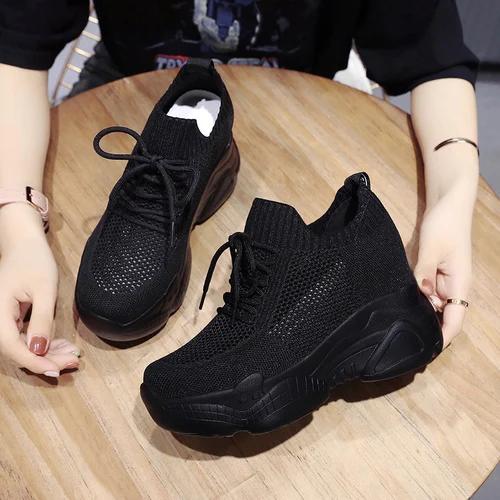 Fashion 2024 Size 34-40 Women White Sneakers Platform Shoes Woman Pumps Autumn Tennis Shoes Summer Heels Shoes Height Increasing 10CM