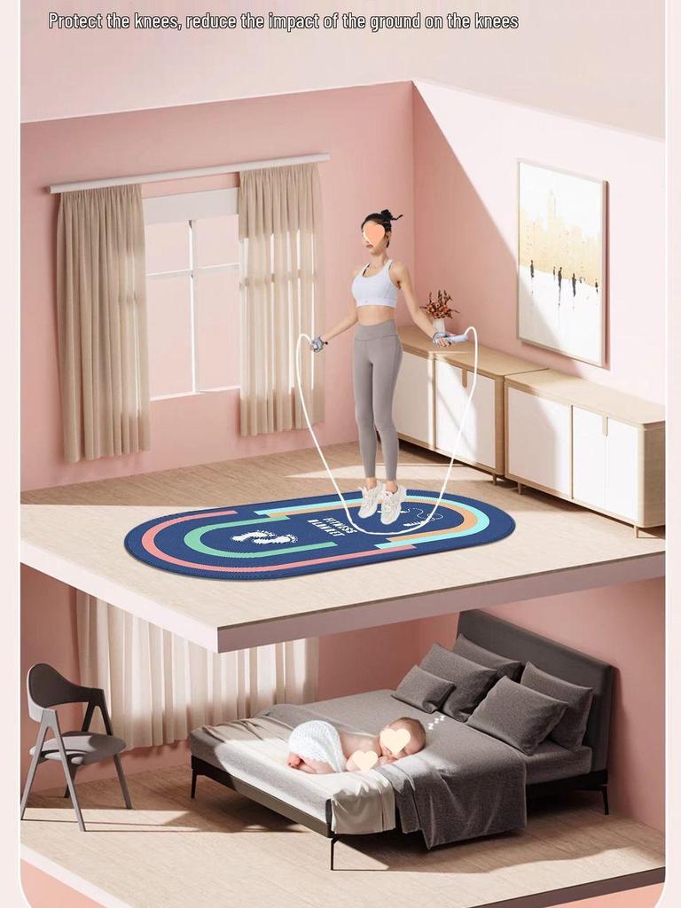 Shock Absorption Yoga & Jump Rope Mat - Thick, Wide, Non-Slip, Soundproof for Home Fitness