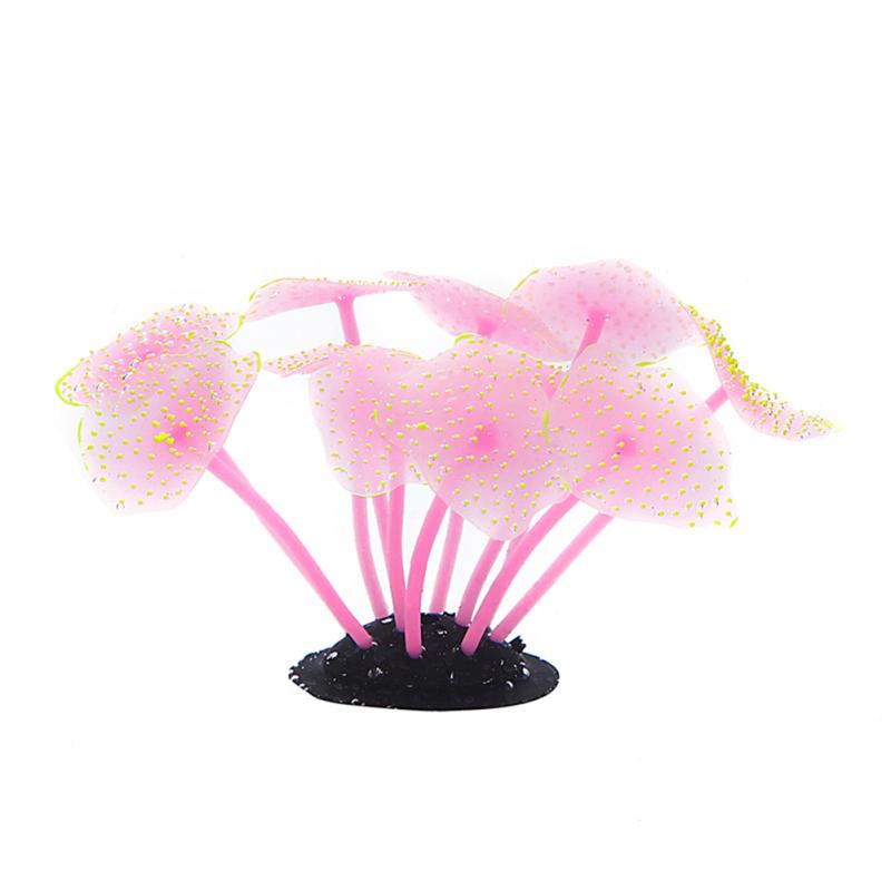 Colorful Silicone Simulation Coral  Ornaments Realistic Mushroom Shape Aquarium Fishbowl Glowing
