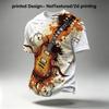 Men's 2D Printed Polyester T-Shirt | Guitar Series, Stylish & Unique Comfy Top for Daily Casual Outdoor Commute