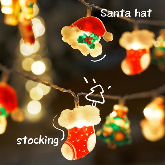 LED String Light Easy to Install Battery Powered Santa Claus Snowman String Light Christmas Fairy Lamp Party Supplies
