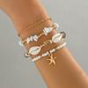 Boho Layered Starfish Pendant Bracelet Set Women With Shell Beads Beach Style Zinc Alloy Jewelry