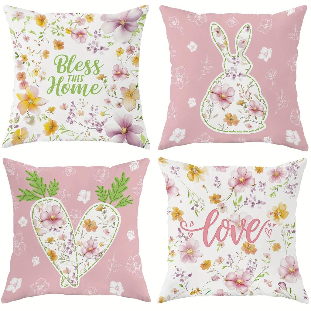Spring Floral Style Print Nordic Home Decor Pillowcase Bedroom Living Room Sofa Decoration Polyester Cushion Cover With Zipper