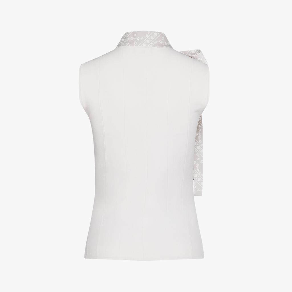 FAIRLIAR GOLF Pattern Ribbon Sleeveless Knit (White)