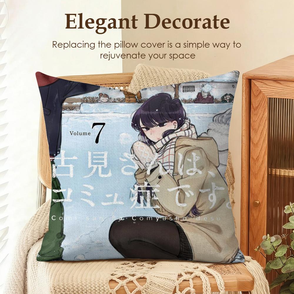 KKomi Cant Communicate Cushion Cover Natural Linen Organic Fabric DoubleSided Printing Sofa Home Decor Gift Pillow Case