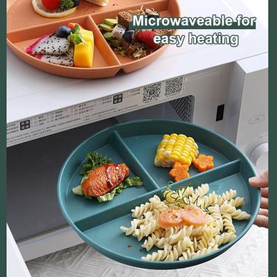 23cm Sub-grid Plate Fat-reducing Sub-plate Children's Tableware Three-grid Rice Plate Separated Dessert Breakfast Plate Kitchen